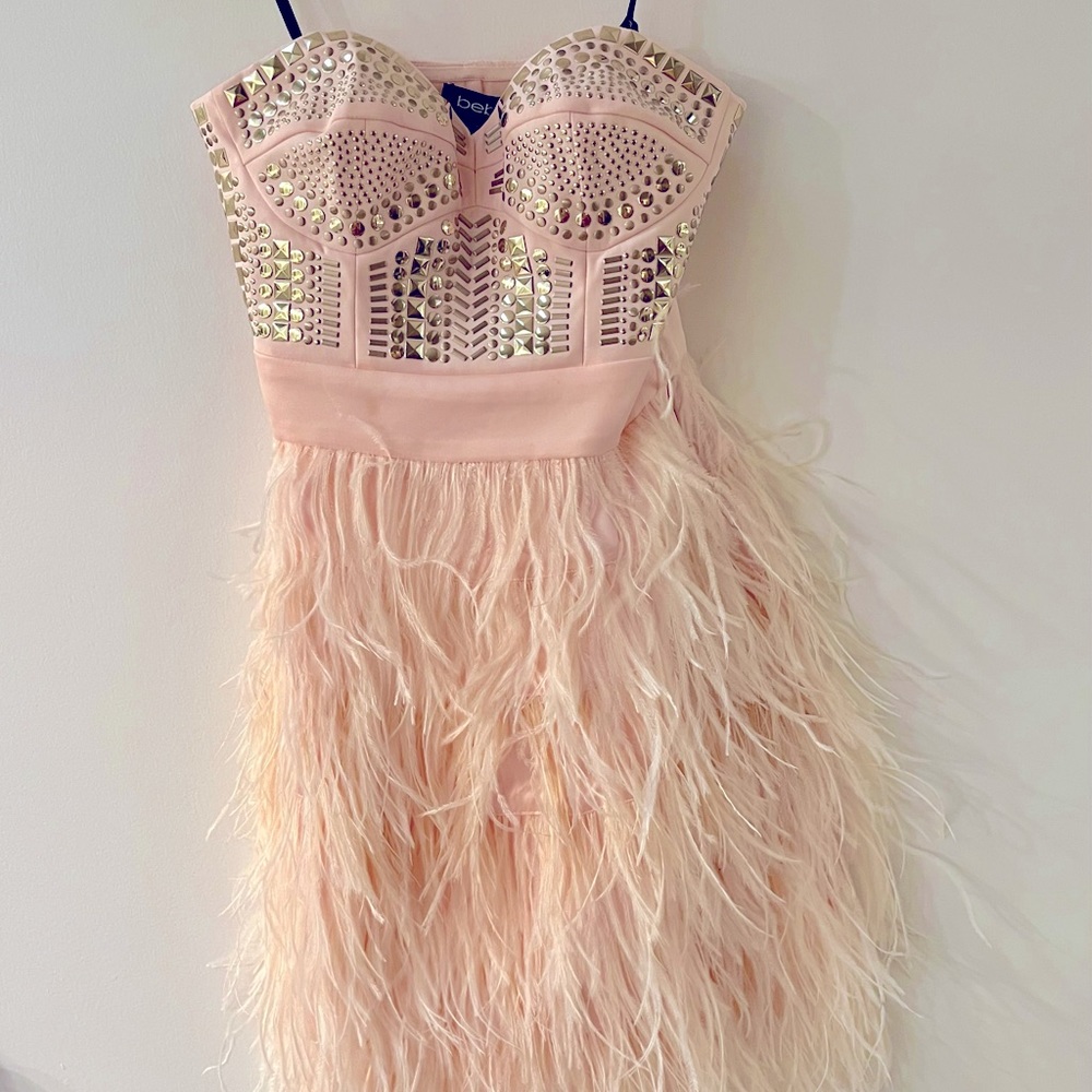 Bebe Isis studded feather dress- brand new with tags- pink